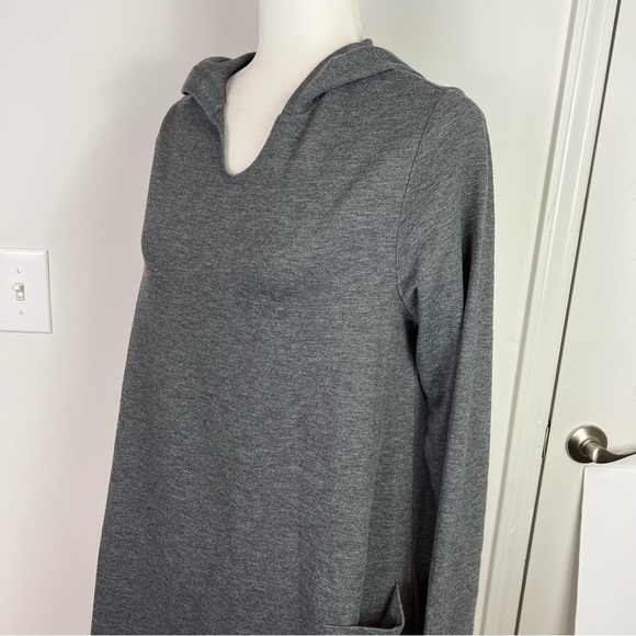 LOGO By Lori Goldstein sweater womens M Grey hooded pullover top lounge pockets - Picture 4 of 9